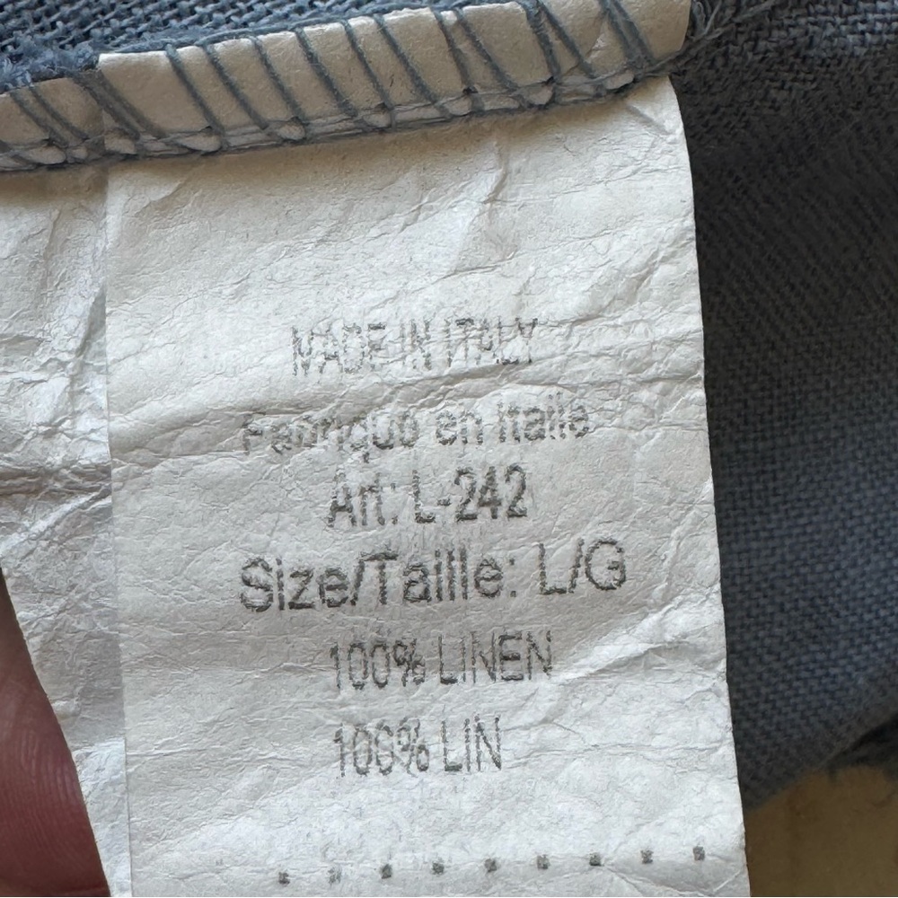 Marina Gigli 100% Linen Blue Ruffle Dress, Made in Italy, large - Picture 7 of 7